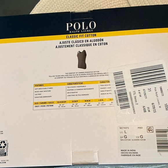Polo Ralph Lauren Gray Tank Tops 2 packs of 3 avail - Picture 2 of 2